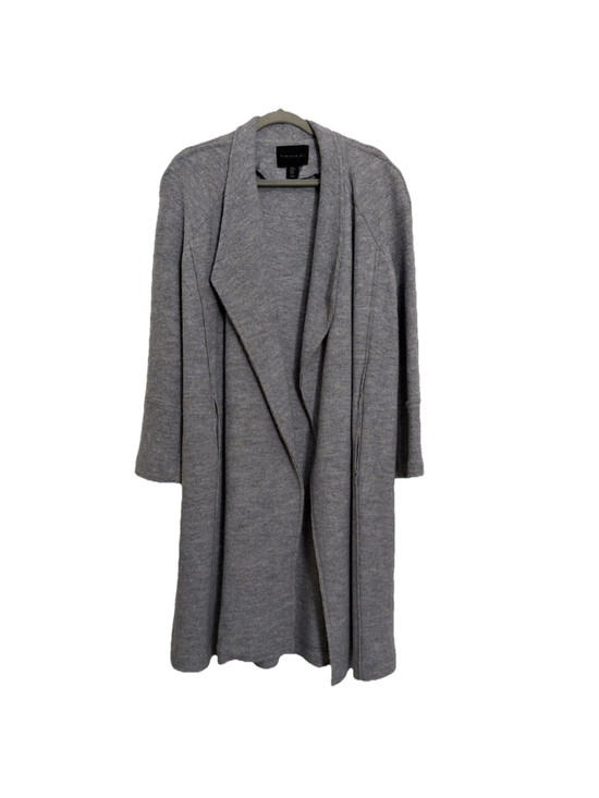 Tahari Sweaters - Tahari Boucle Heather Gray Long Sleeve Open Front Cardigan Wool Blend Size M